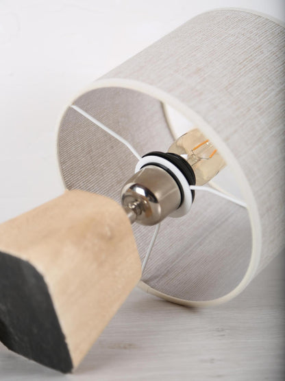 KARDAN Wooden natural Lamp - Wooden Base - Linen Shade