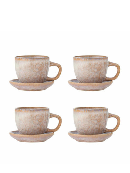 Brenta Ceramic Cup And Saucer - Set of 4 - Rose Stoneware