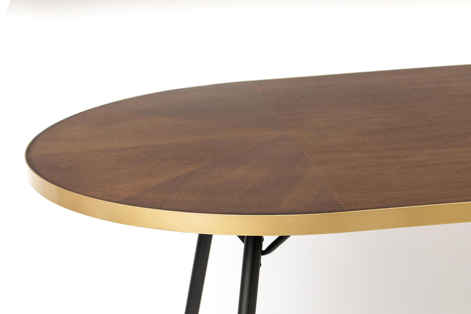 Darla Wooden Dining Table with Brass Edging