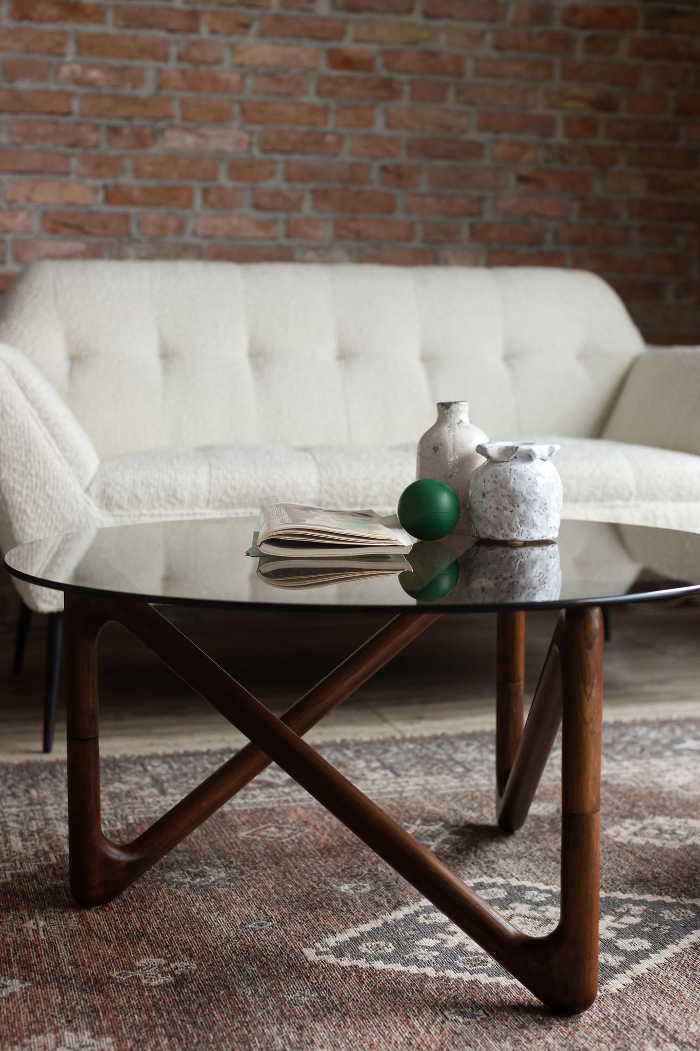 Naia Oak Wood &amp; Glass Coffee Table - 2 Colours Available