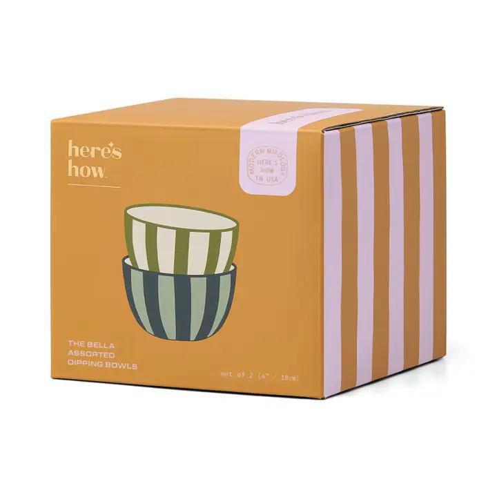 The Bella Dipping Bowls - Set of 2 - Olive &amp; Blue