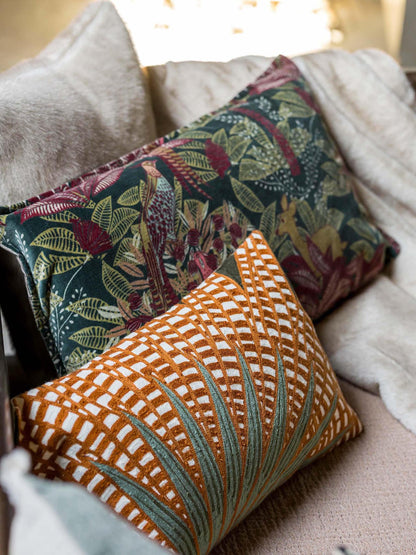 Embroidered Patterned Cushion - Ewan - 3 Colours Available
