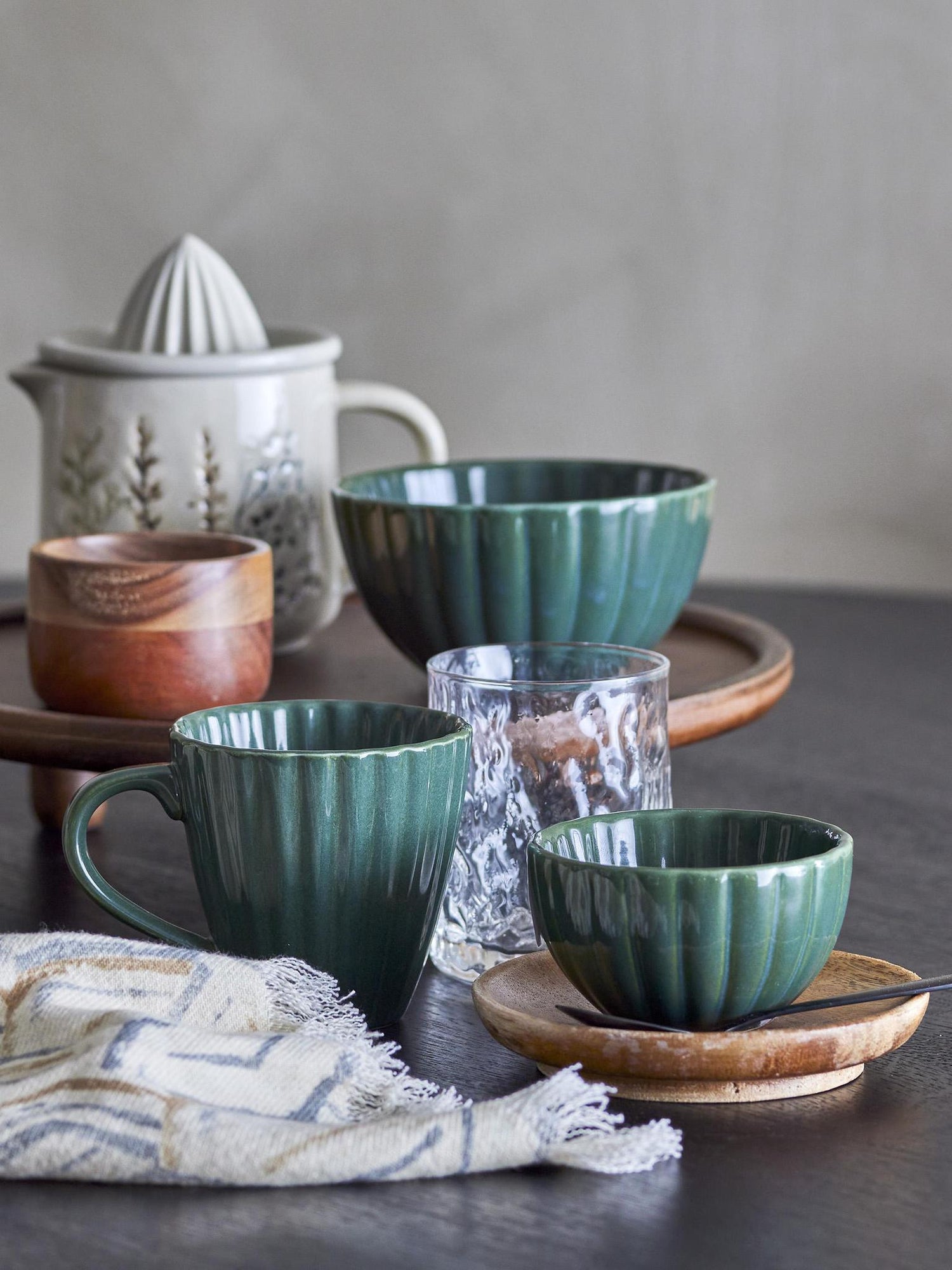 Lila Nibble Bowl - Green Stoneware