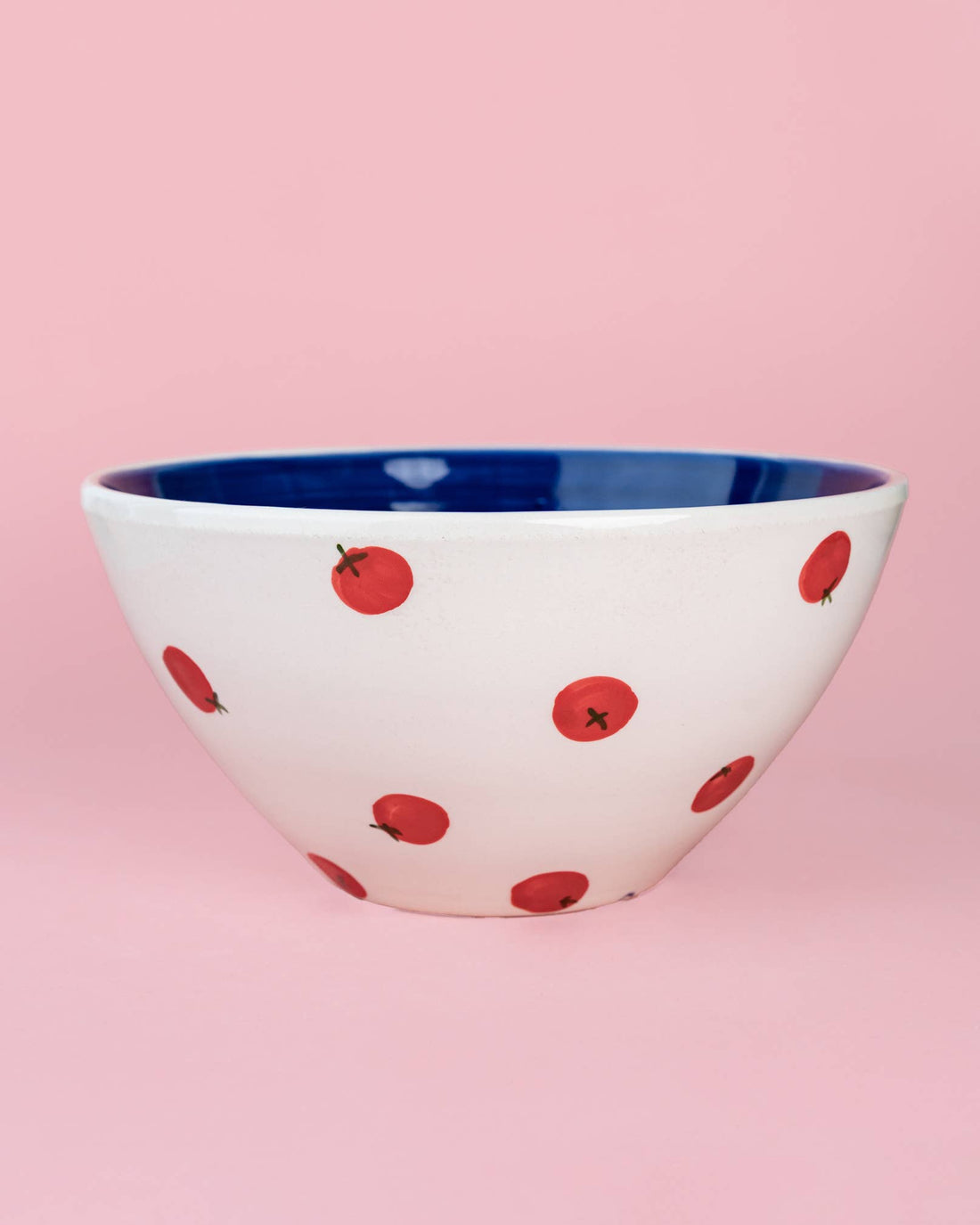 Ceramic Salad Bowl 1.5 L - 21 cm - White &amp; Blue - Pomodoro
