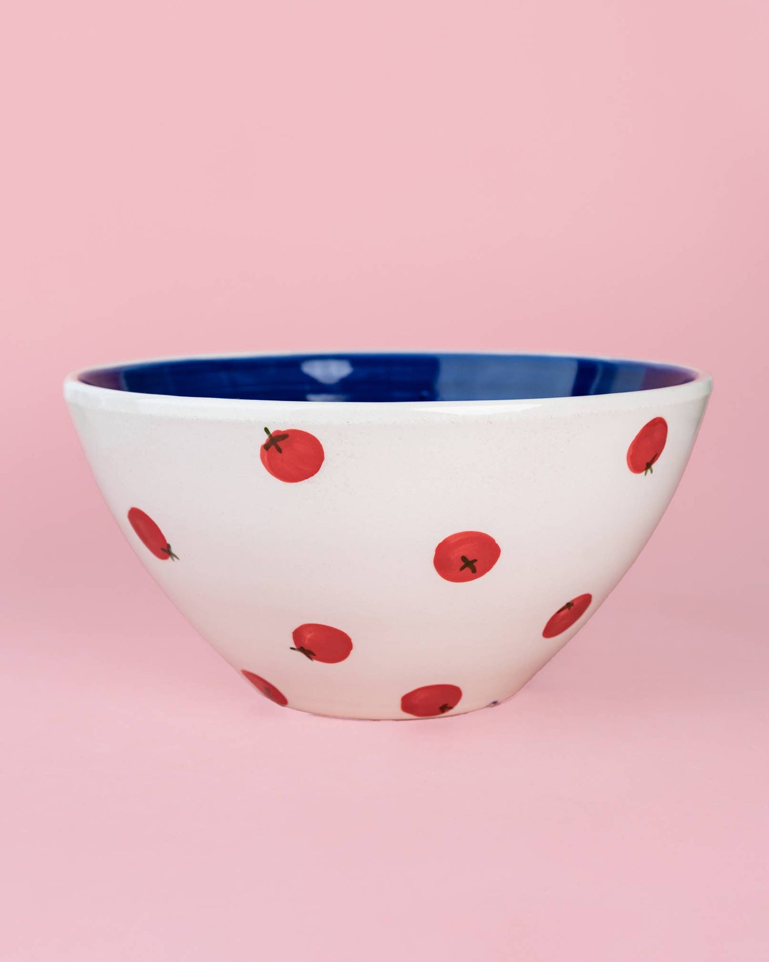 Ceramic Salad Bowl 1.5 L - 21 cm - White &amp; Blue - Pomodoro