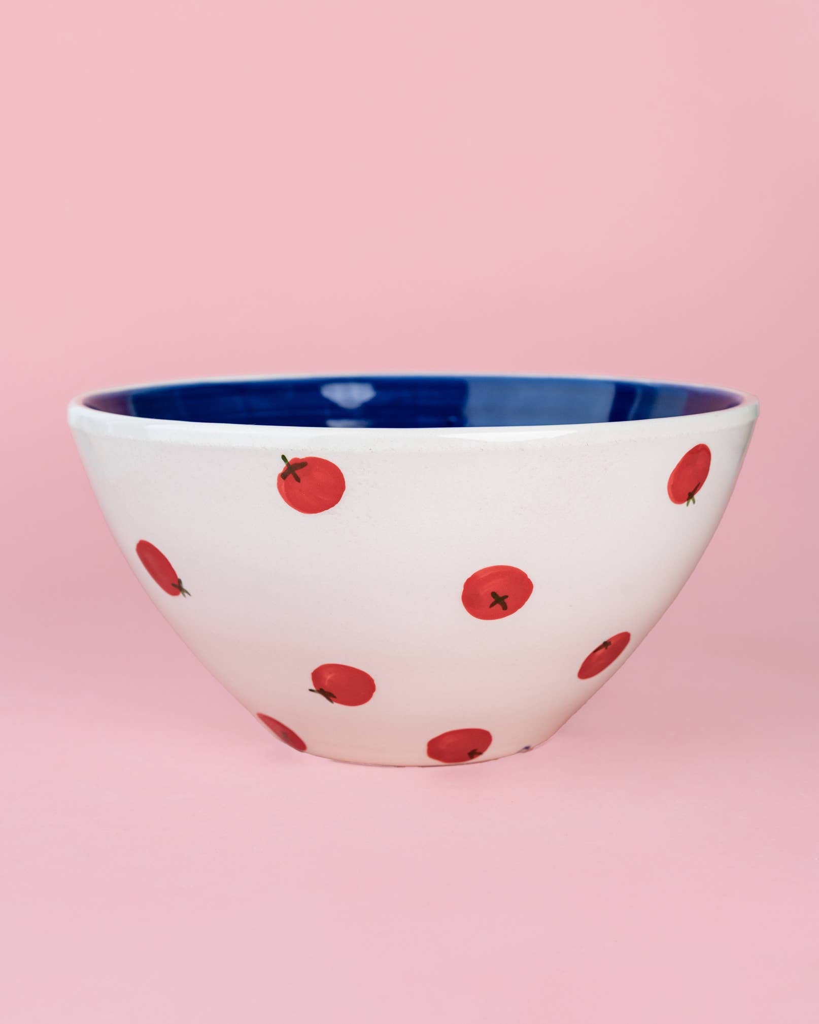 Ceramic Salad Bowl 1.5 L - 21 cm - White &amp; Blue - Pomodoro