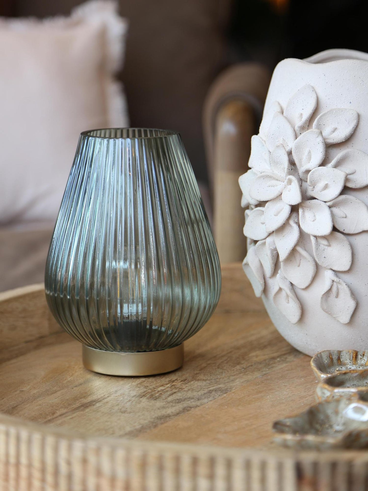 Tajera Table lamp - LED glass - Dark Green &amp; Gold