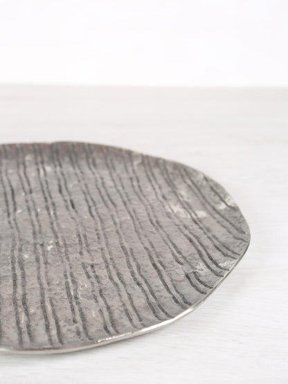 Grail Silver Striped Round Plate - 2 Sizes Available