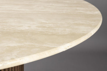 Arda Oak &amp; Travertine Round Dining Table