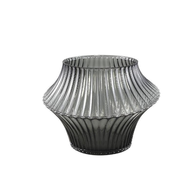 Yulaa Grey solid glass vase oblique