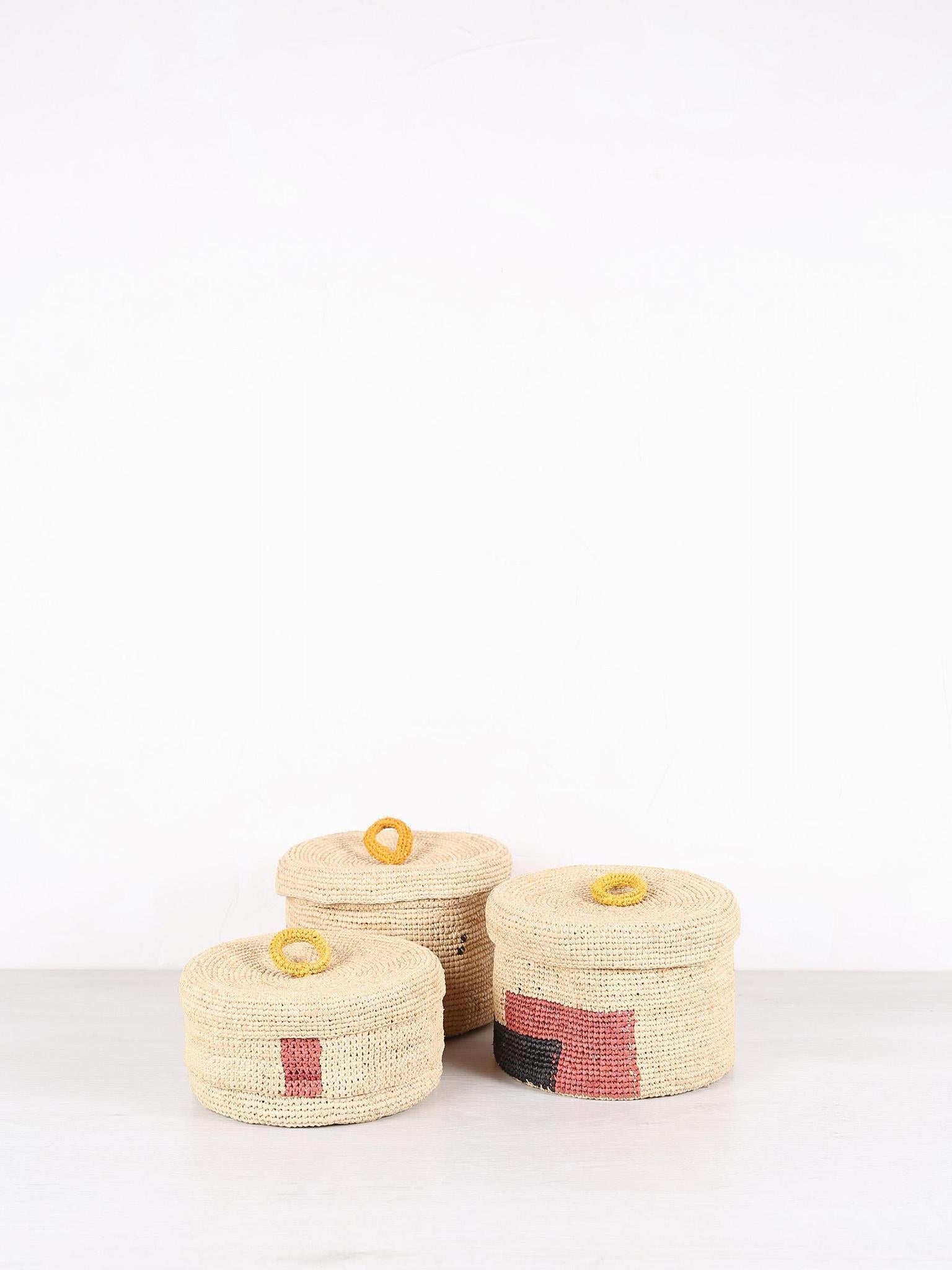 Large Handmade Raffia Basket - 5 patterns available