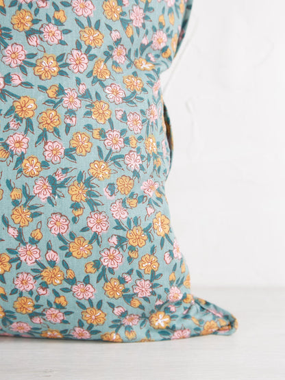 Dusty Green, Aqua, Honey &amp; Rose Printed Cushion