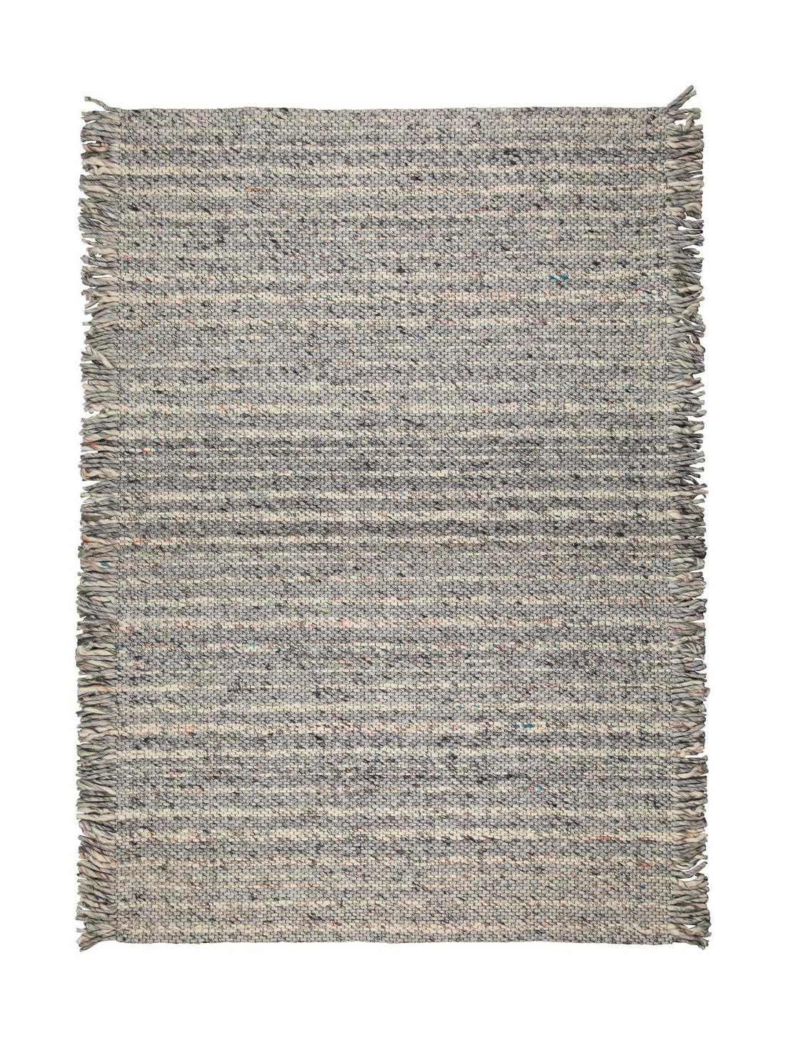 Frills Woven Wool Strand Rug - Blue, Grey