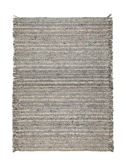 Frills Woven Wool Strand Rug - Blue, Grey