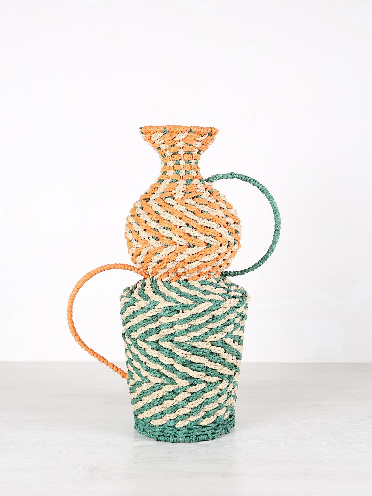 Woven Vase - Turquoise, Orange