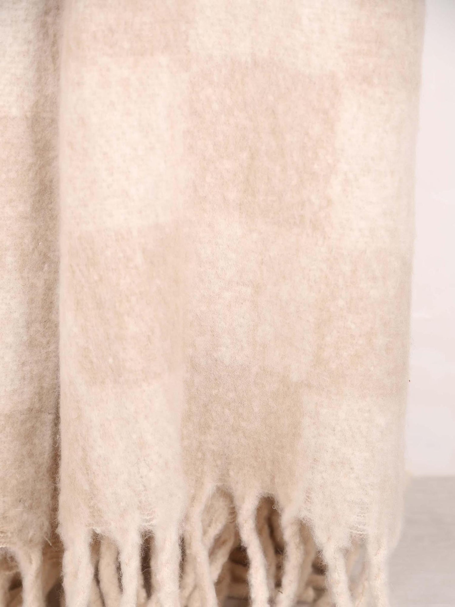 Isabel Recycled Checked Fringed Throw - Natural