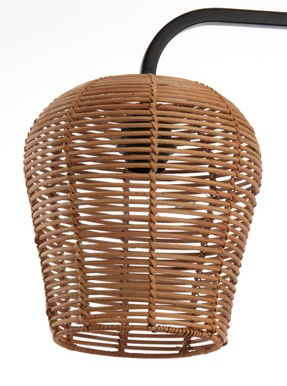 Pulah Natural Rattan &amp; Black Table Lamp