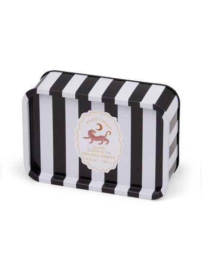 Adopo Tiger Printed Tin Candle - Black Cedar &amp; Fig