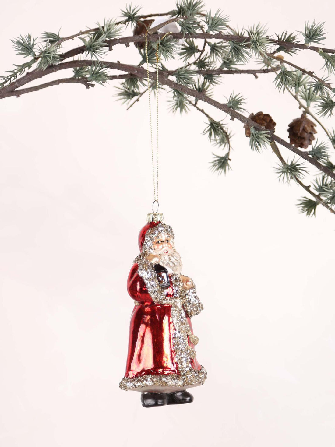 Red Glass Santa Bauble