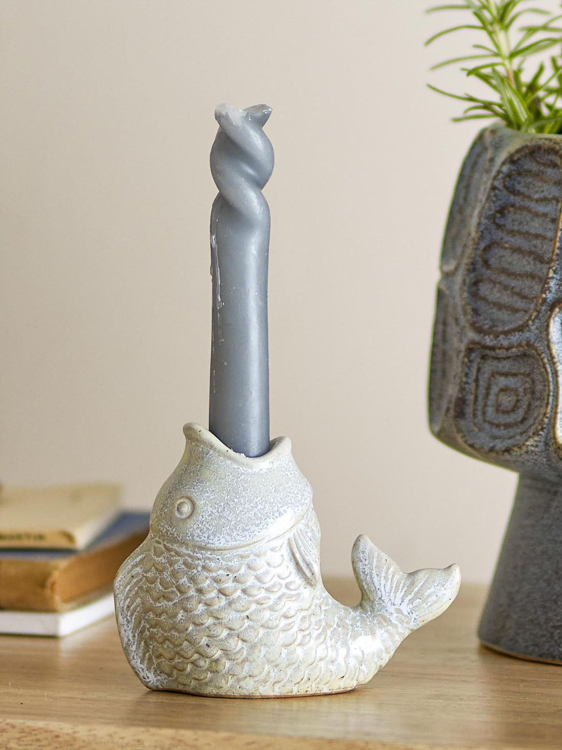 Hiro Candle Holder - Grey - Stoneware