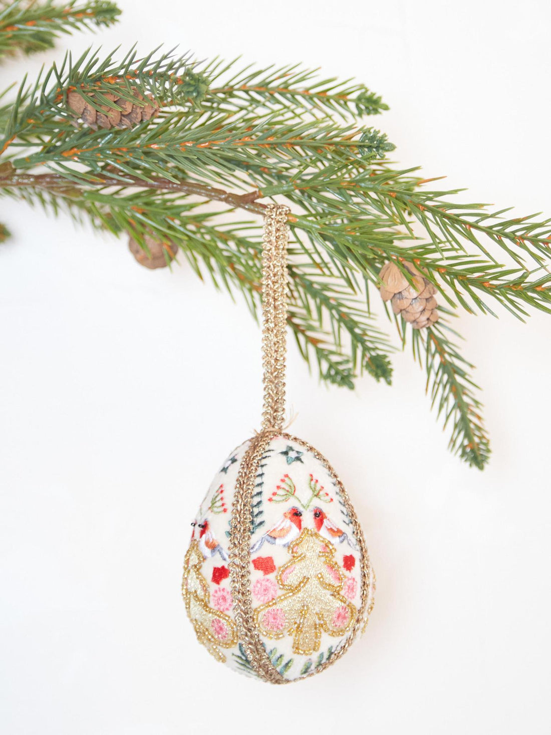 Hand Embroidered Oval Tree Bauble