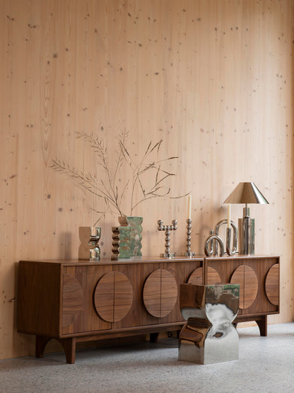 Groove Wooden Cabinet - Walnut - 2 Sizes Available