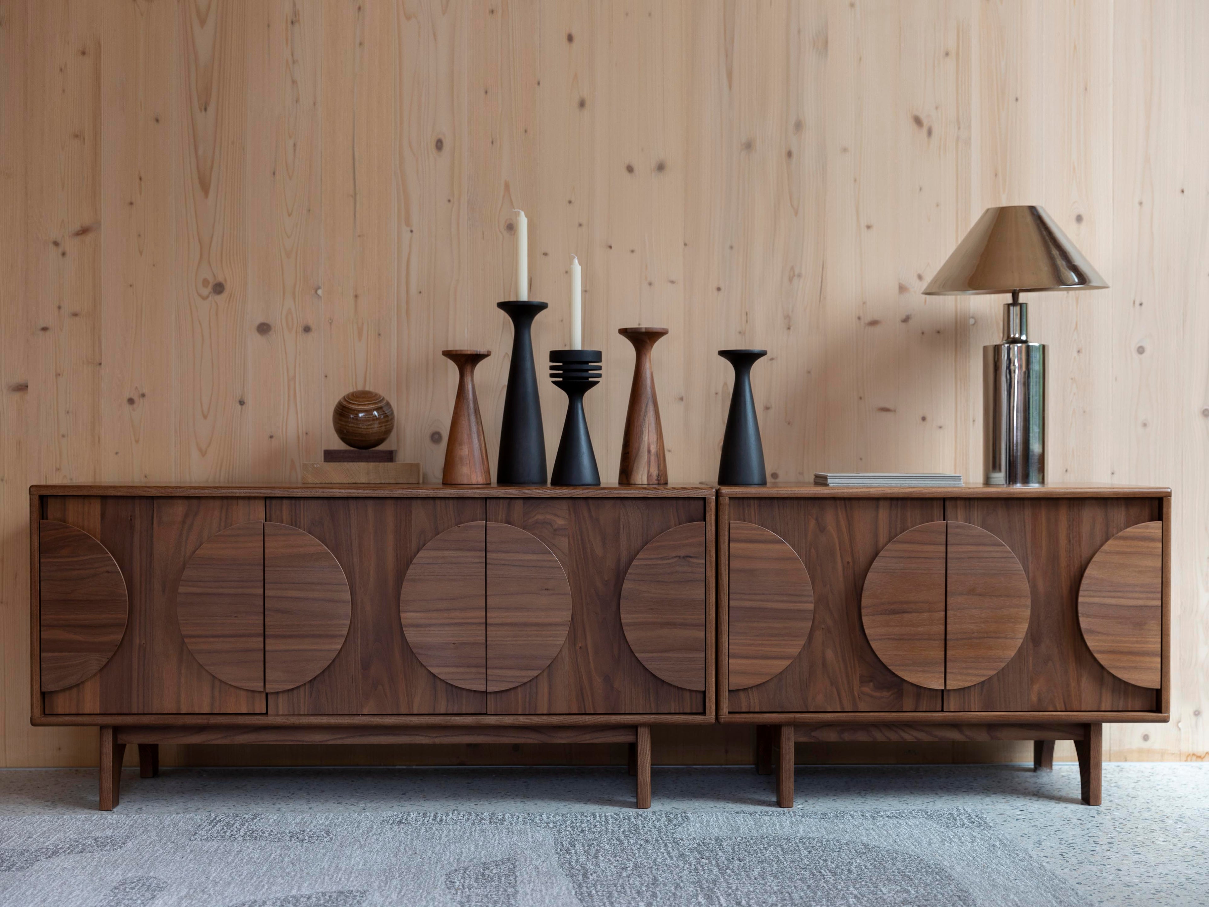 Groove Wooden Cabinet - Walnut - 2 Sizes Available
