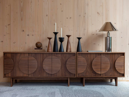 Groove Wooden Cabinet - Walnut - 2 Sizes Available