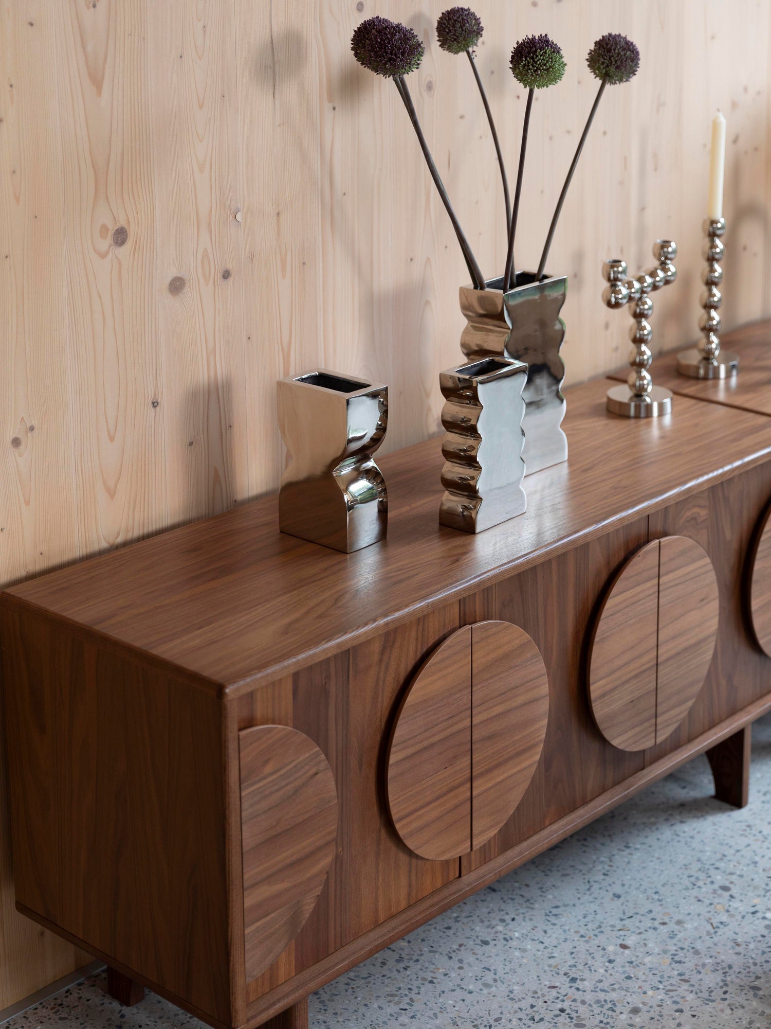 Groove Wooden Cabinet - Walnut - 2 Sizes Available