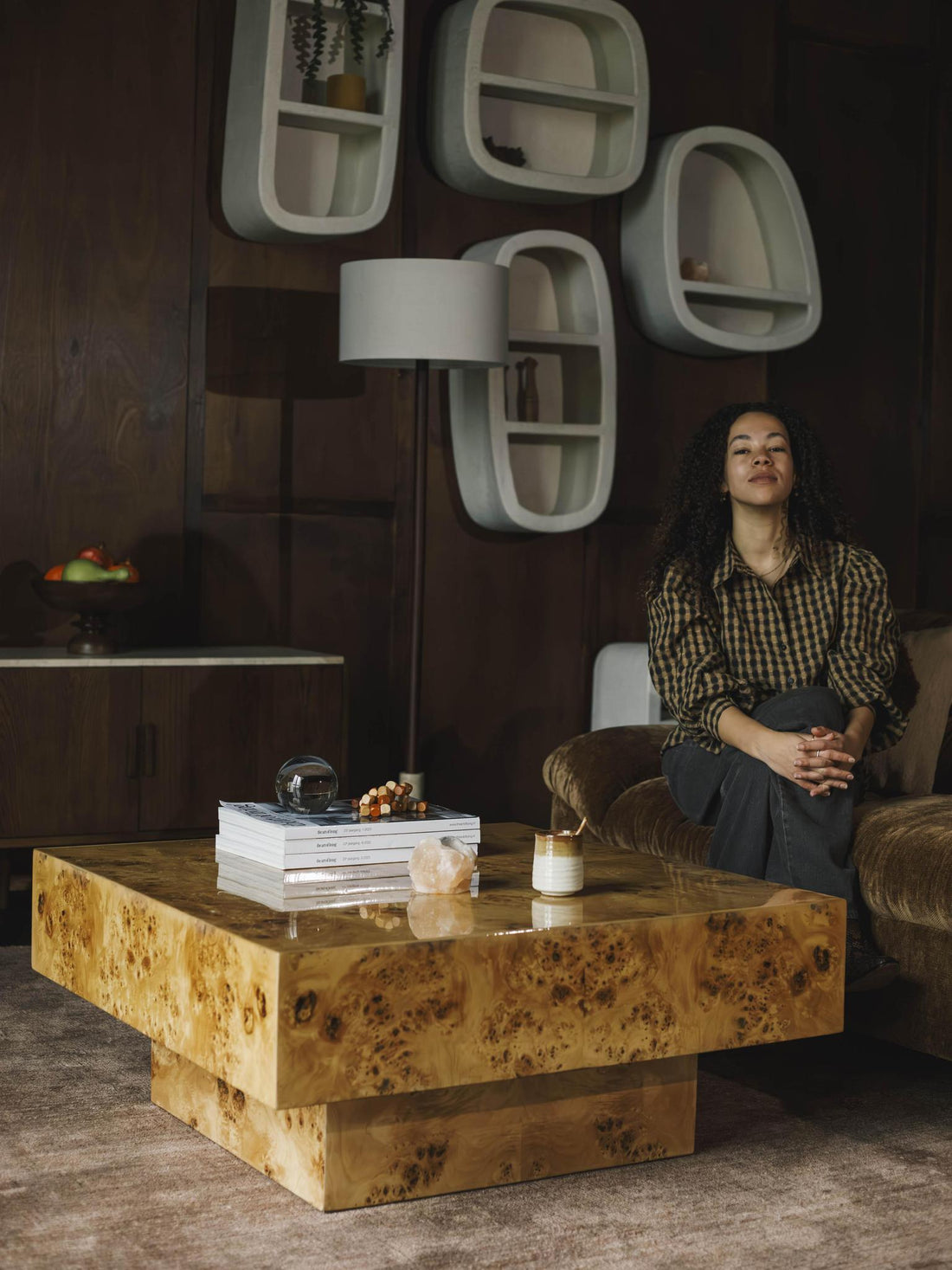 Quinn Square Coffee Table - Burl Wood