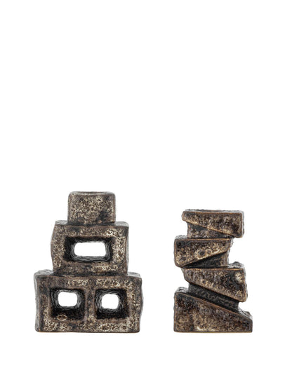Hale Candle Holder -  Brown - Brick work