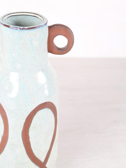 Freiah Cream ceramic round pot brown motive - 3 Sizes available