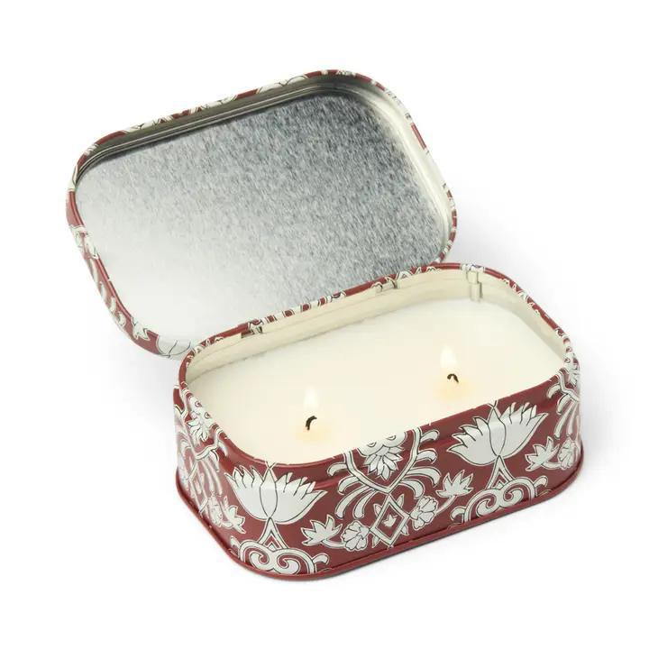 Cherie 4.5oz/127g Printed Tin Candle - Crimson &amp; Cream - French Linen &amp; Orris