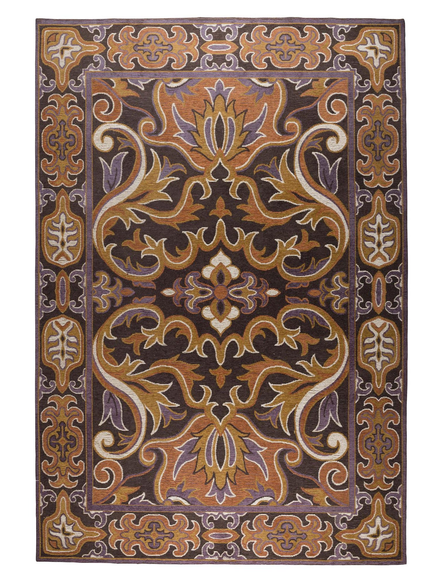 Bashmira Patterned Rug - Burnt orange, Deep Purple