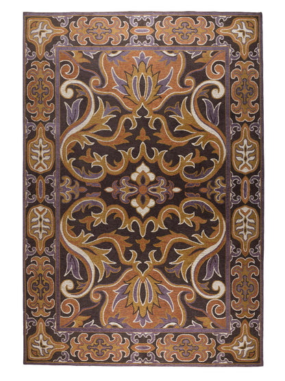 Bashmira Patterned Rug - Burnt orange, Deep Purple