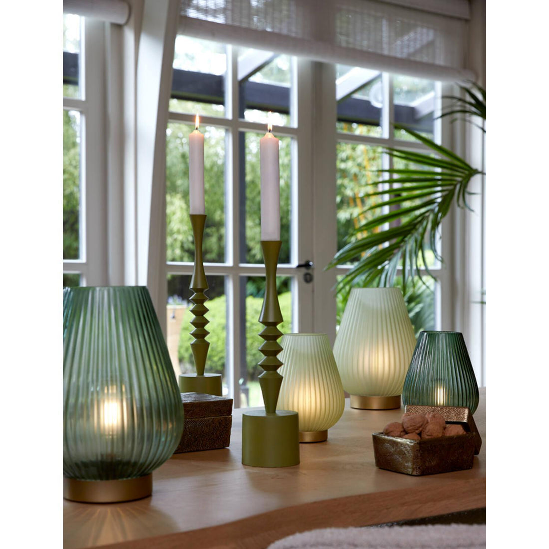 Tajera Table lamp - LED glass - Dark Green &amp; Gold