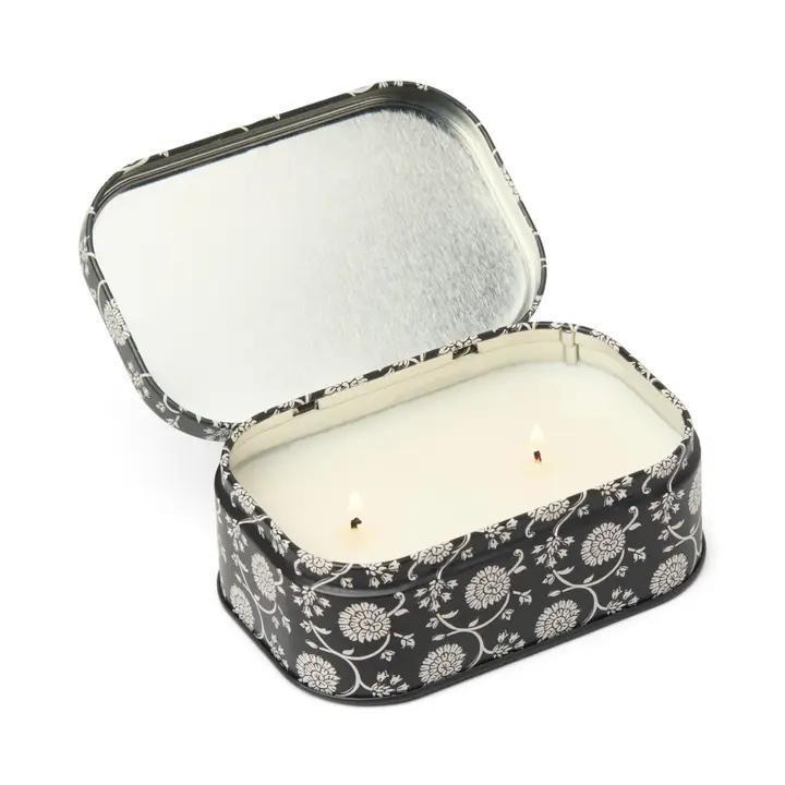Cherie Printed Tin Candle - Black & Grey - Black Fig & Olive