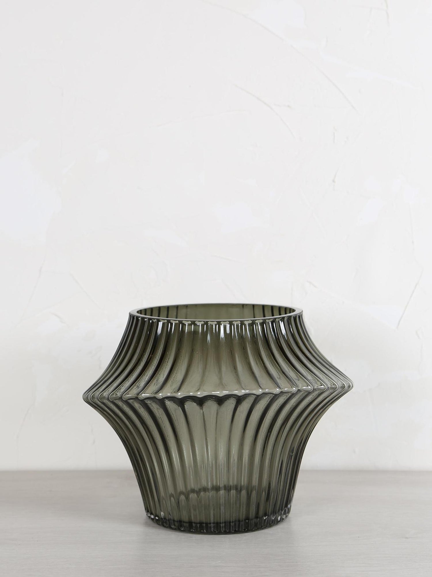 Suzi ribbed glass vase - storm grey
