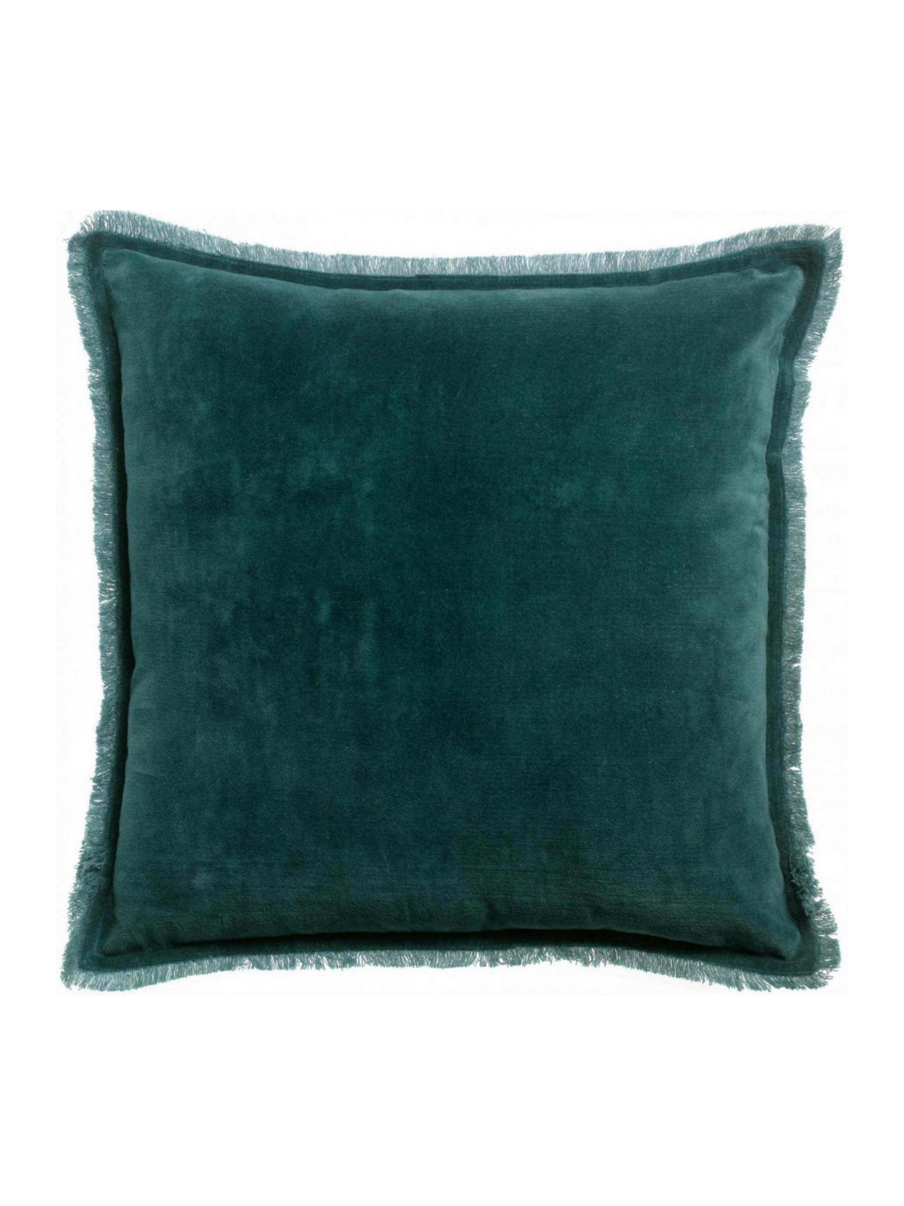Fara Fringed Velvet Cushion - Corinth - 3 Sizes Available