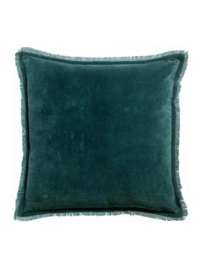 Fara Fringed Velvet Cushion - Corinth - 3 Sizes Available