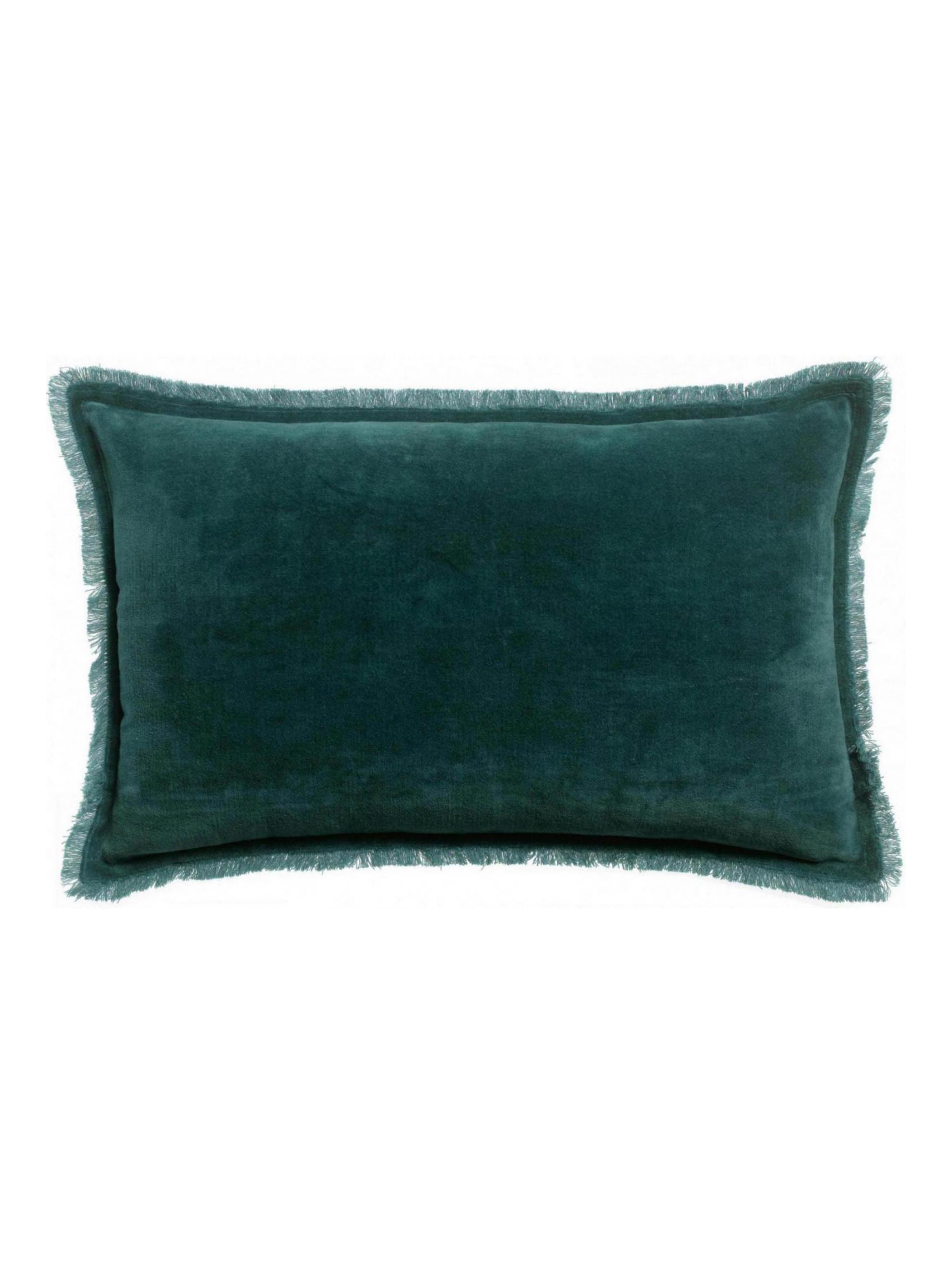 Fara Fringed Velvet Cushion - Corinth - 3 Sizes Available