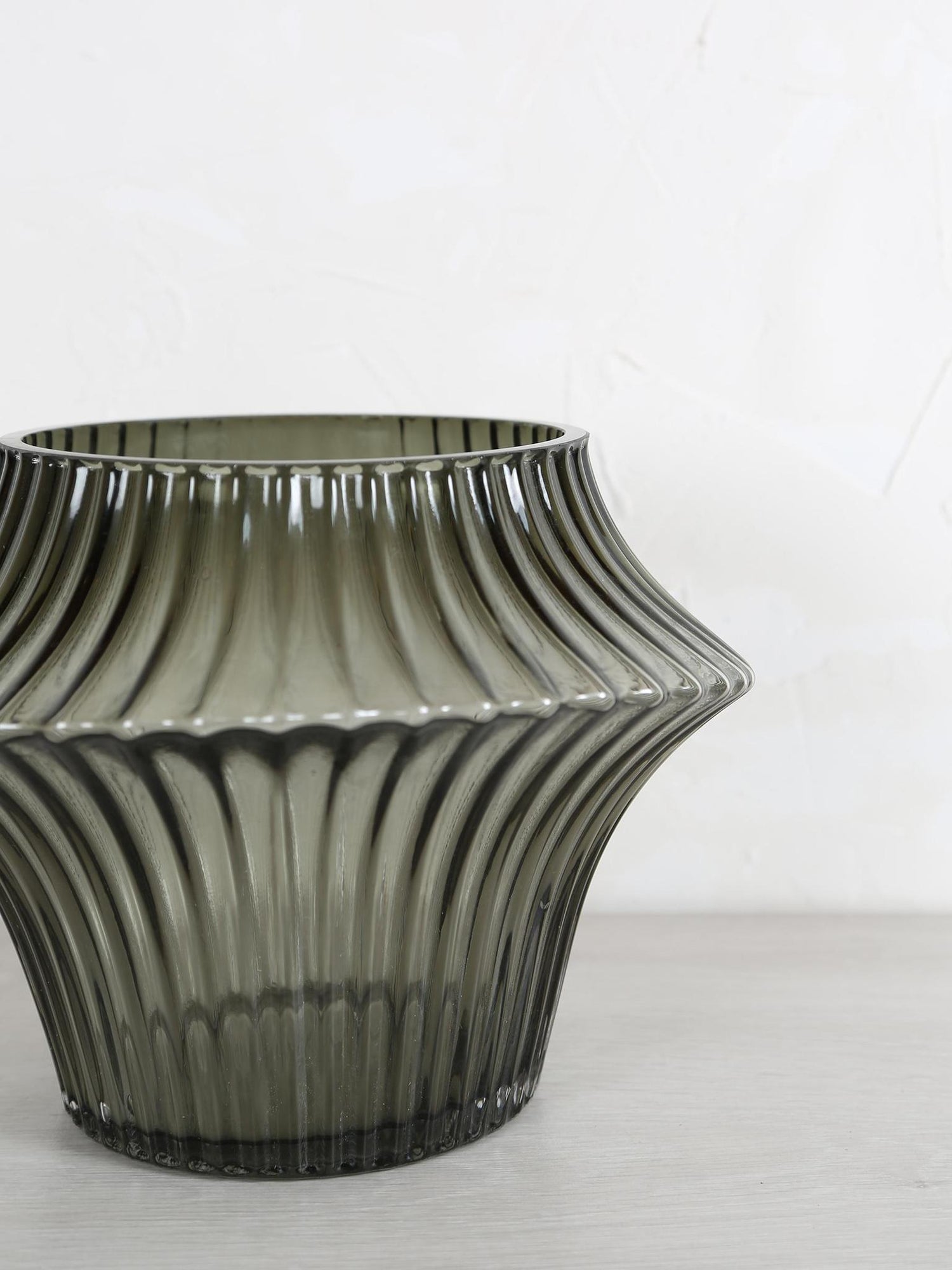 Suzi ribbed glass vase - storm grey
