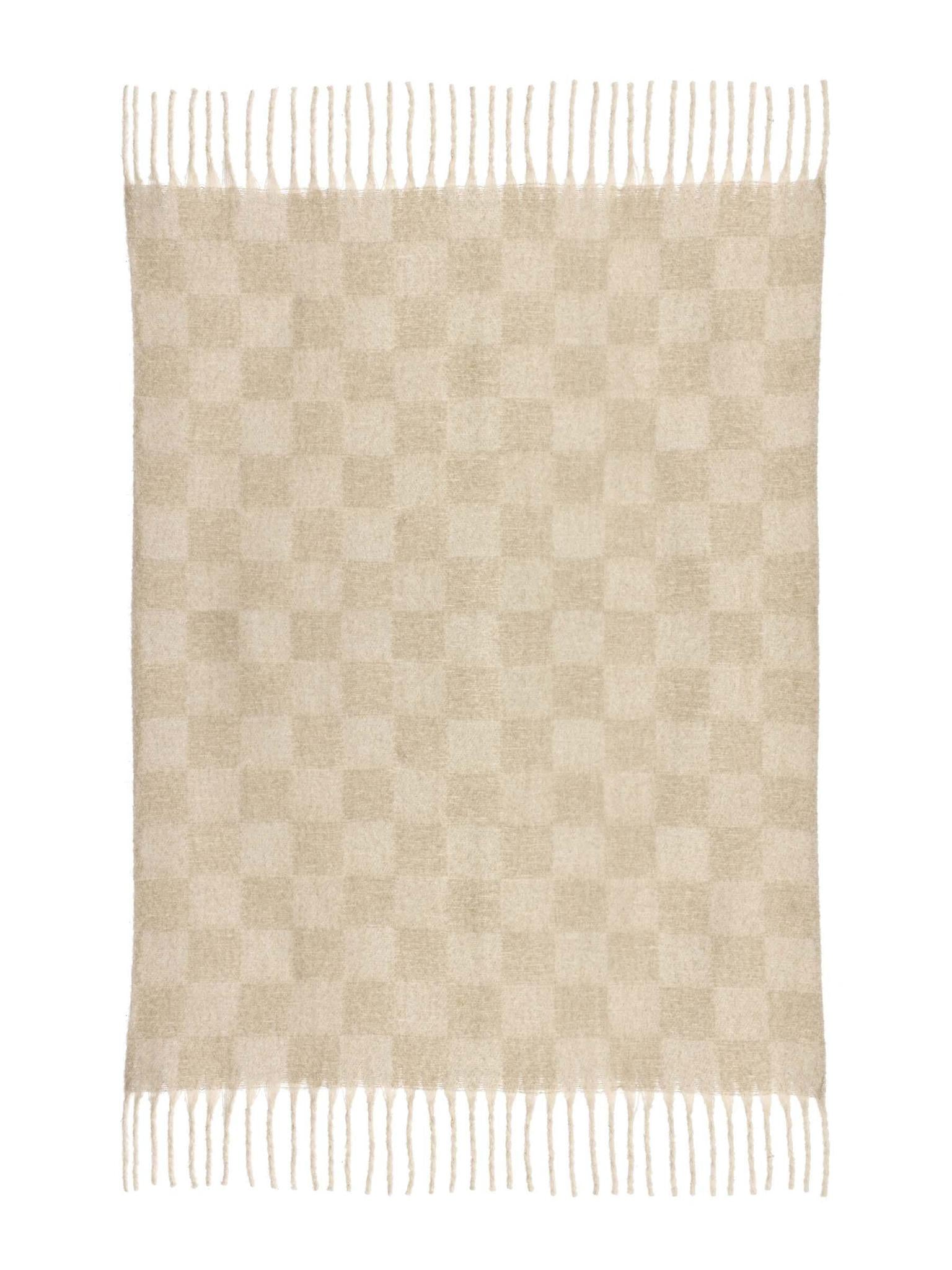 Isabel Recycled Checked Fringed Throw - Natural