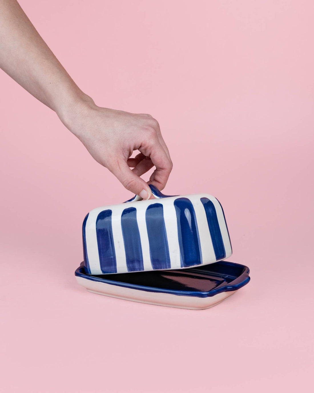 Artisanal Ceramic Butter Dish – Blue &amp; White - Blue Coast