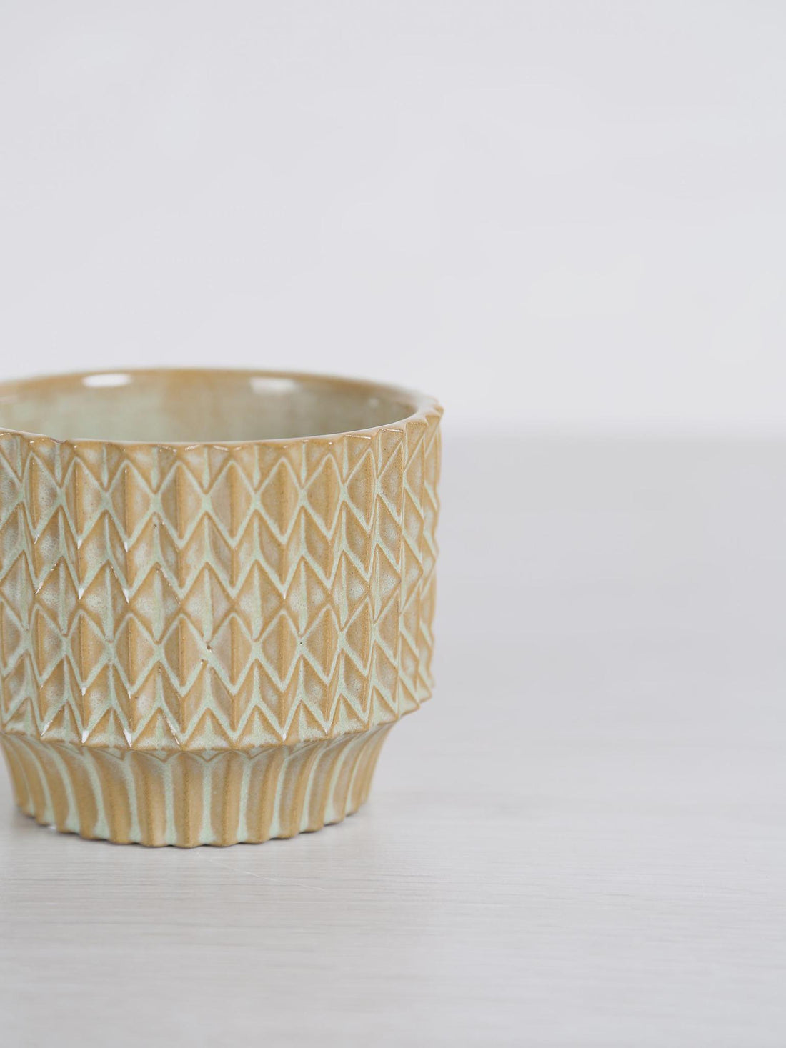 Ruub Green Geometric Glazed Ceramic Plant Pot - Small