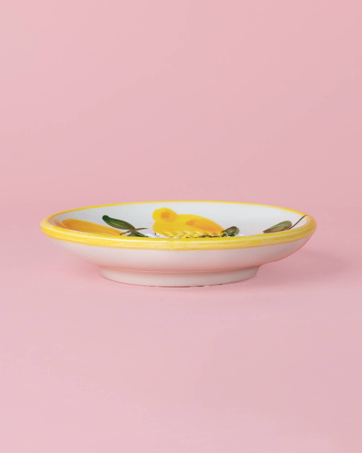 Ceramic Garlic Grater Plate - Small Yellow &amp; White - Lemon