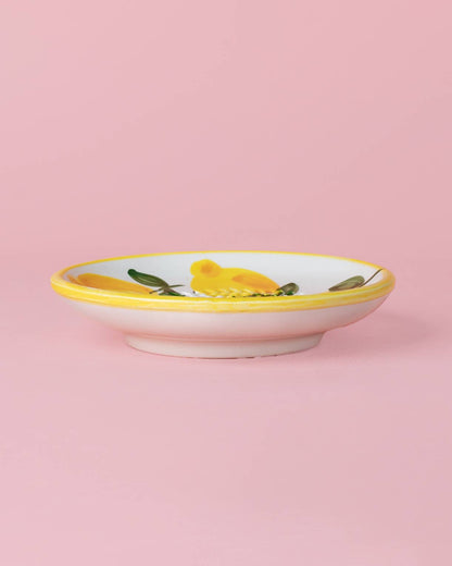 Ceramic Garlic Grater Plate - Small Yellow &amp; White - Lemon