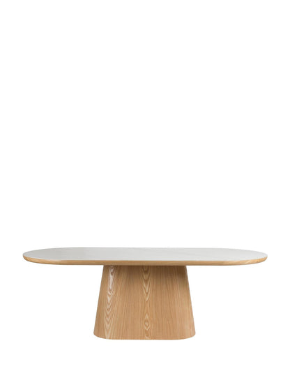 Almira Sintered Stone &amp; Wood Oval Dining Table - Oak - 2 Sizes Available