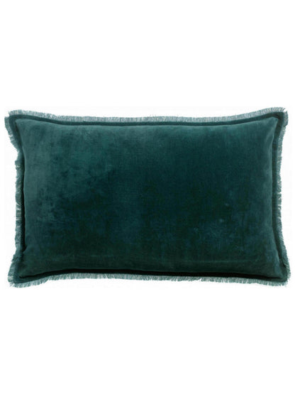 Fara Fringed Velvet Cushion - Corinth - 3 Sizes Available