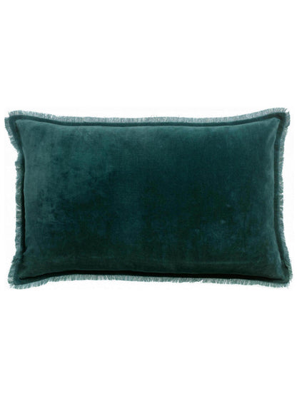 Fara Fringed Velvet Cushion - Corinth - 3 Sizes Available